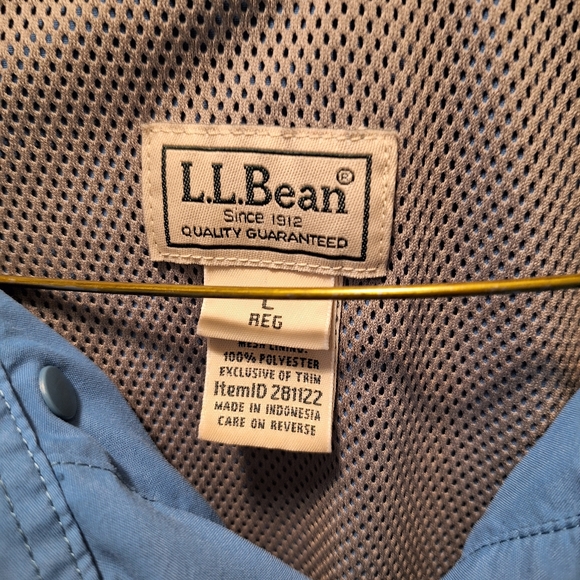 Mens L.L.Bean No Fly Zone Hiking Shirt Blue 281122 Sz L Insect Repellent - Picture 3 of 6